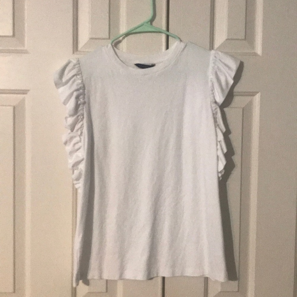 White dress shirt with ruffle sleeves